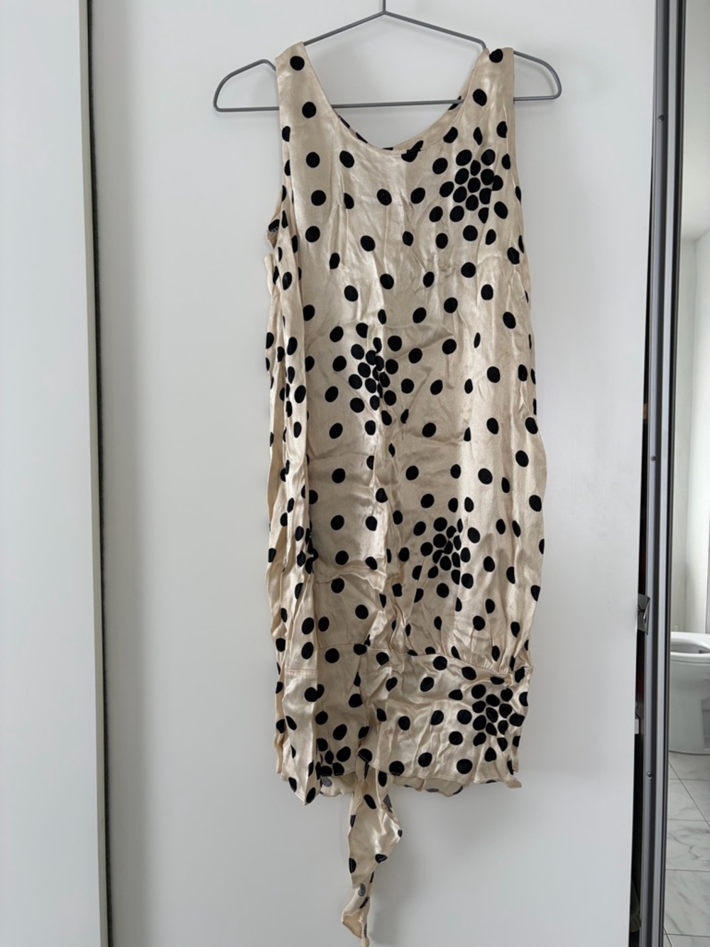 Cream Polka Dot Midi Dress with Black Spots